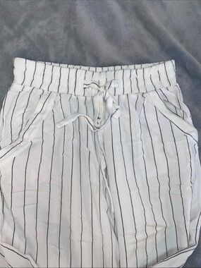 Sienna Sky White with Black Pinstripe Relaxed Pants/Beach Pants